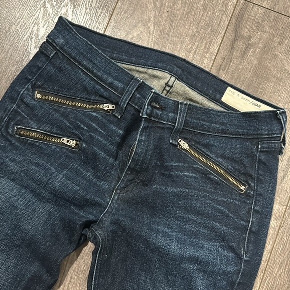 Rag & Bone Skinny Jeans Size 28 Mercer Blue with Zipper Accents - Picture 4 of 7